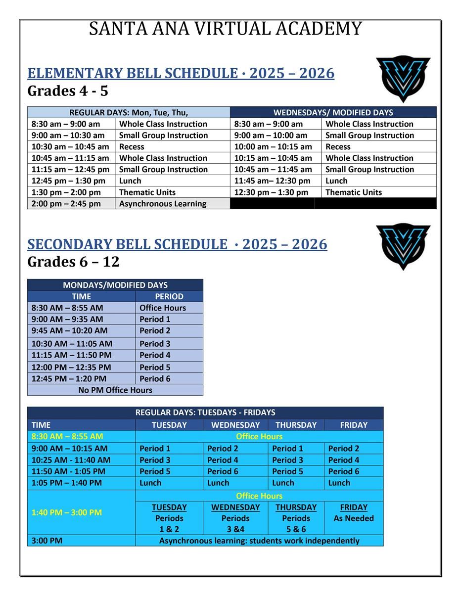  Bell Schedules